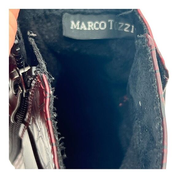 Marco Tozzi Boots Women's 37 US 6.5 Strappy Side Zipper Burgundy Ankle Boots - Picture 8 of 13